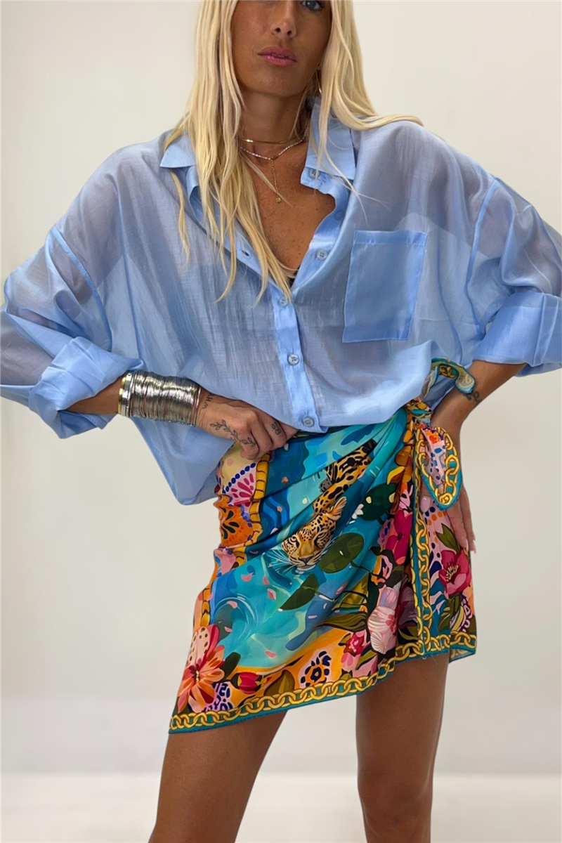 camicia semi trasparente rainbow